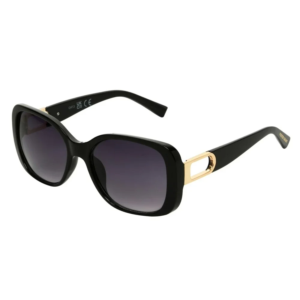 Foster Grant‎ Womens Square Fashion Full Rim Sunglasses, Black Smoke Gradient
